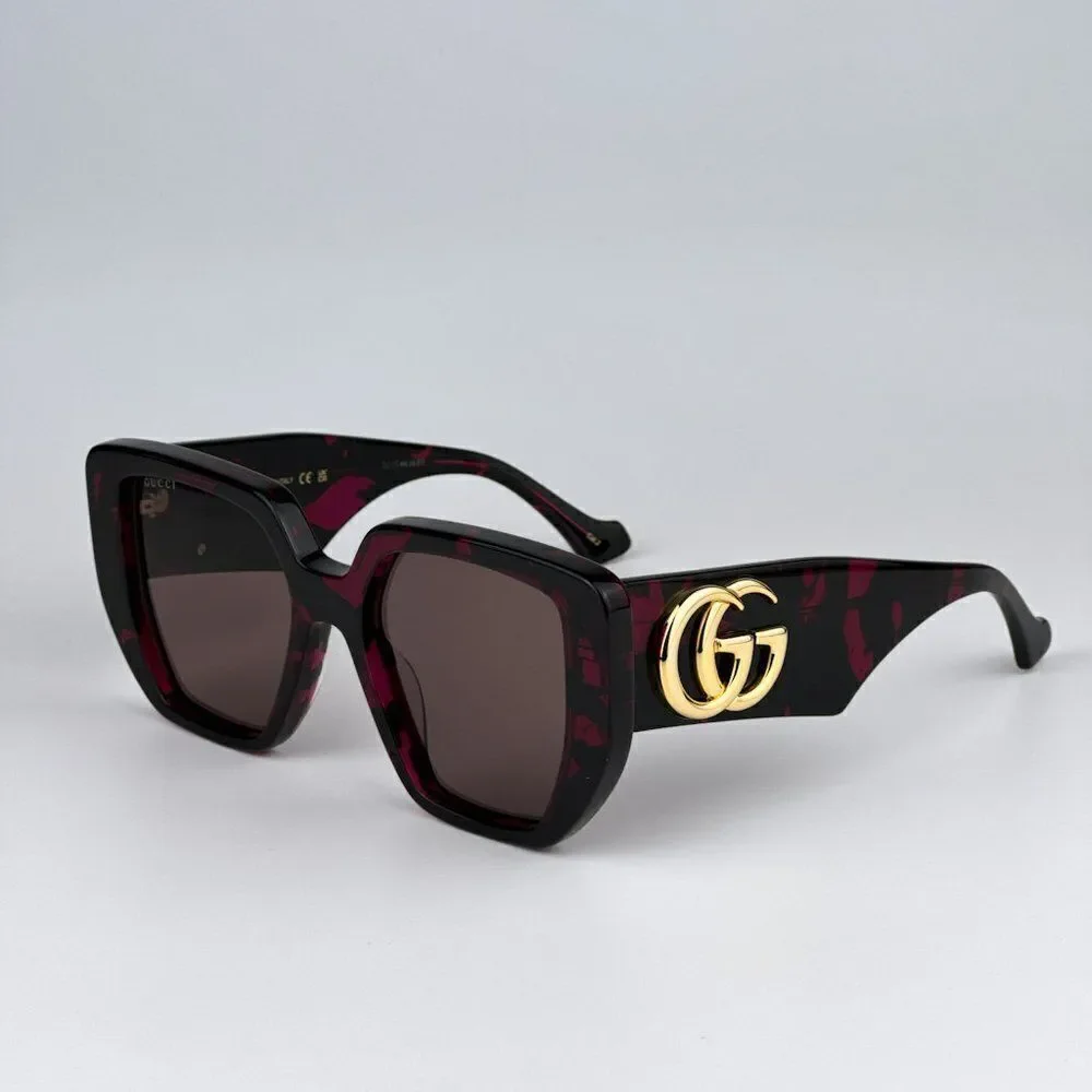 SALE! NEW Gucci GG0956S 008 Havana Violet Brown Cat Eye Unisex Sunglasses